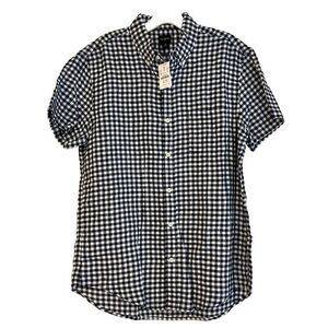 NWT J. Crew Plaid Gingham Button Up Slim Fit Short Sleeved Shirt Medium